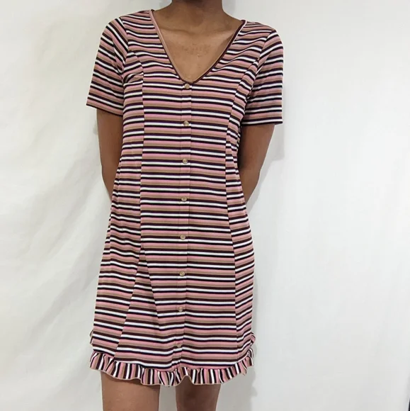 ASOS Ribbed Ruffle Hem Mini Dress - Picture 9 of 10